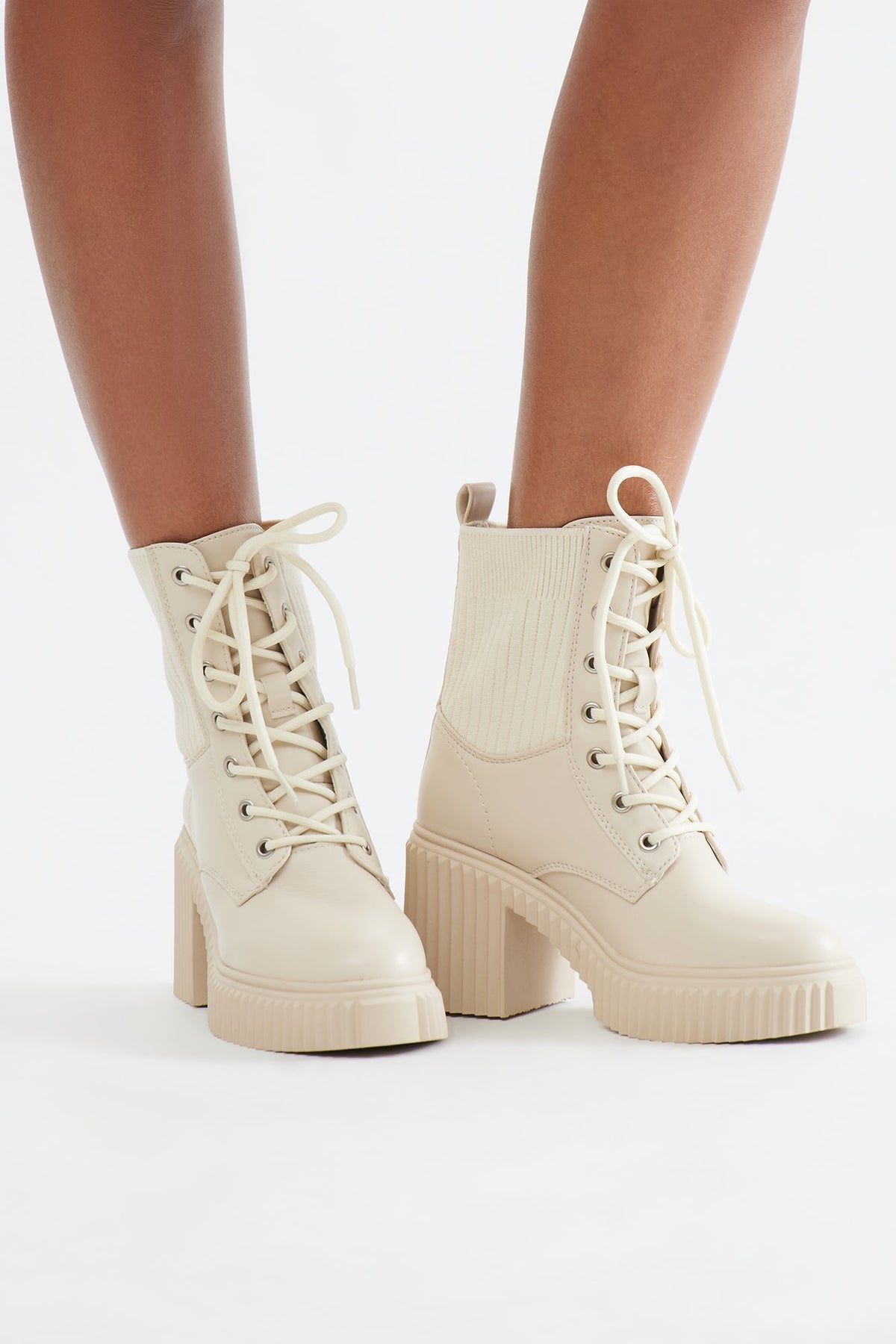 Ander Lace Up Booties - Ivory