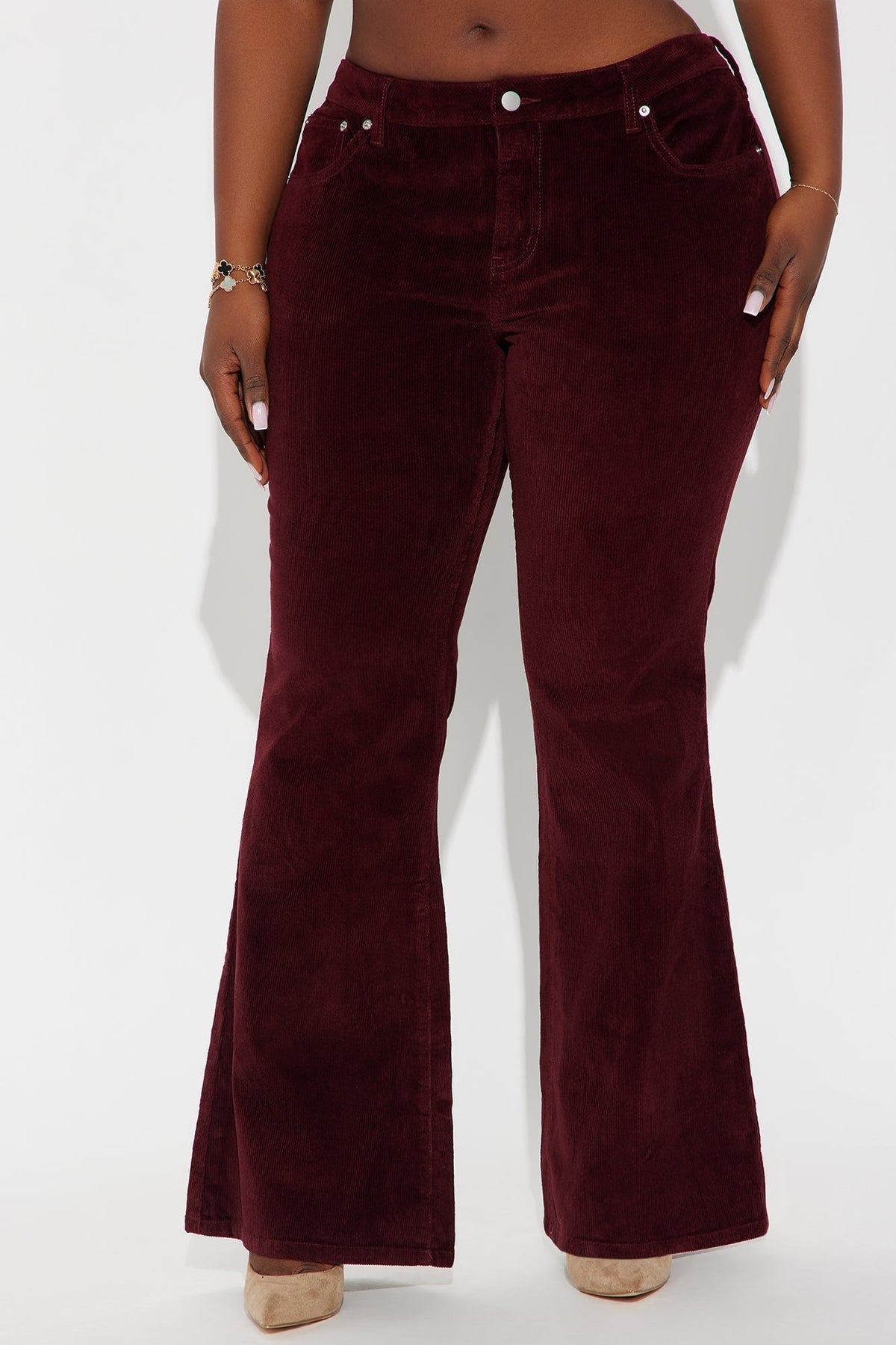 Try To Keep Up Corduroy Flare Pant 32″ - Burgundy