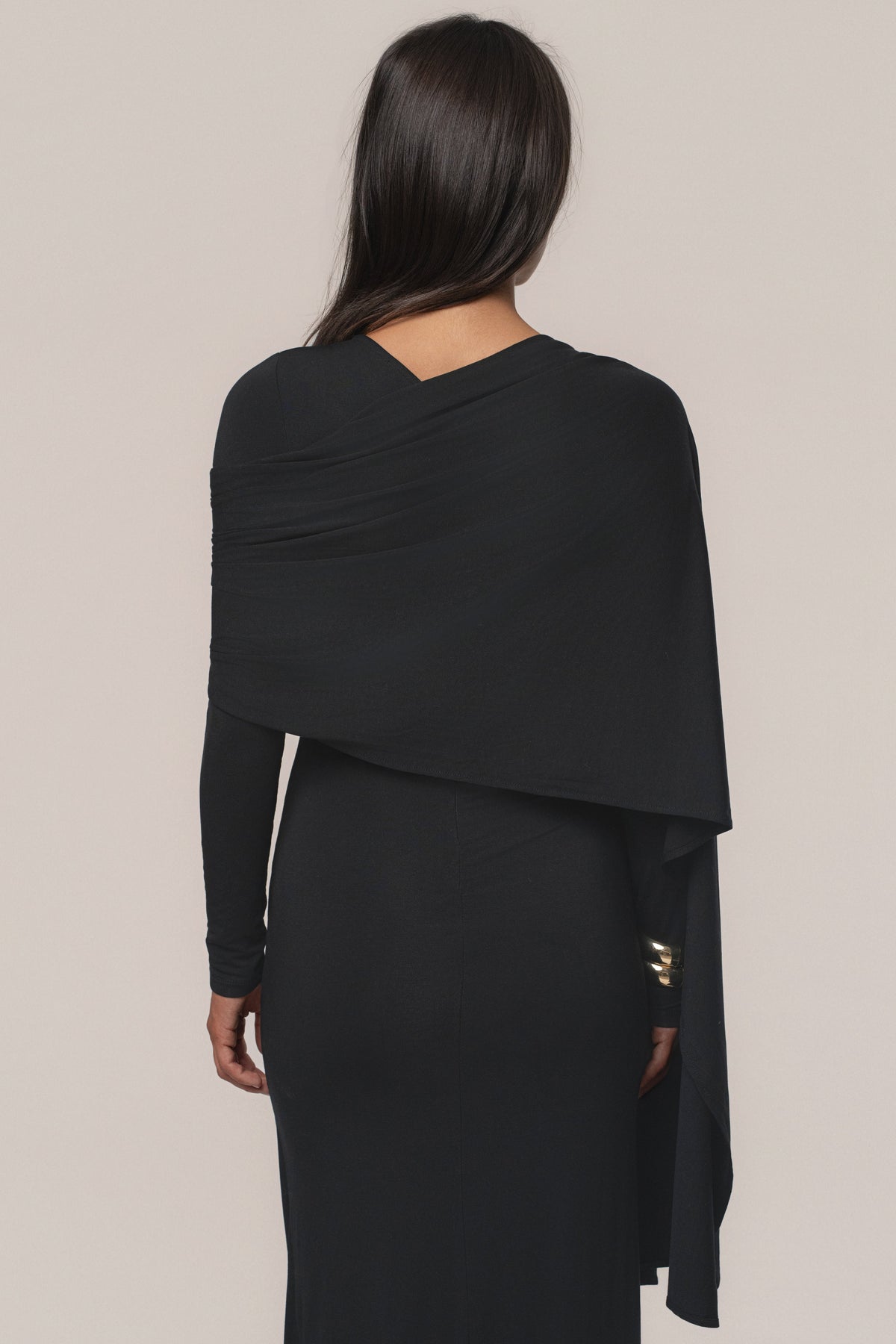 Black Glitz Asymmetric Maxi Dress