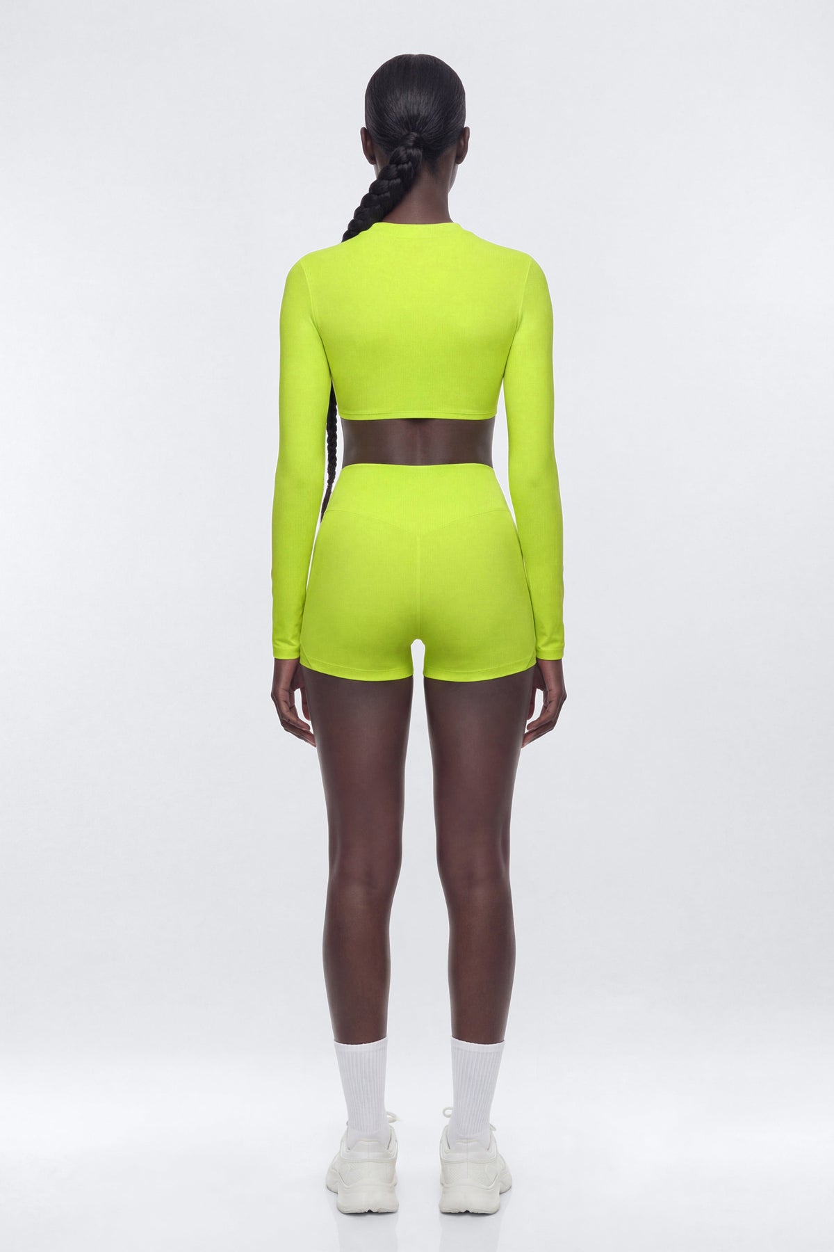 AirSculpt™ 3″ Mesh Contrast Sports Biker Short - Chartreuse