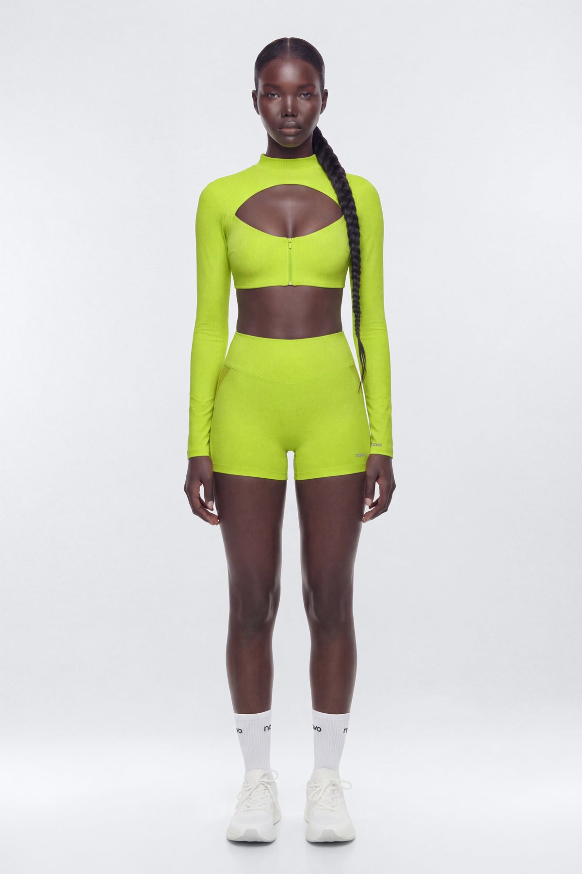 AirSculpt™ 3″ Mesh Contrast Sports Biker Short - Chartreuse