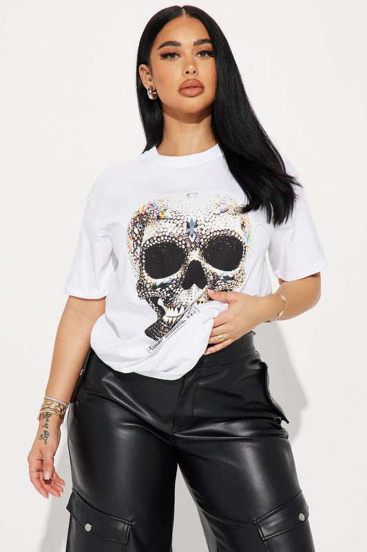 Made Of Diamonds Skull Graphic Tee - White