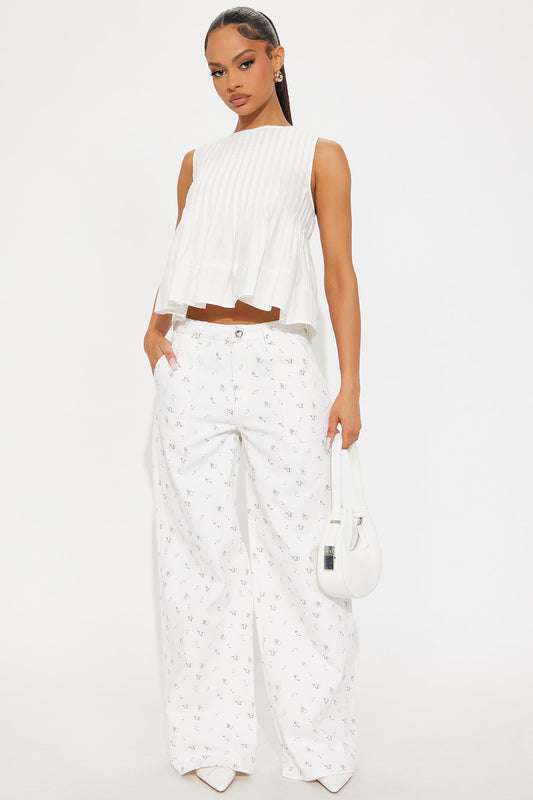 Fever Wide Leg Streetwear Pant - Off White
