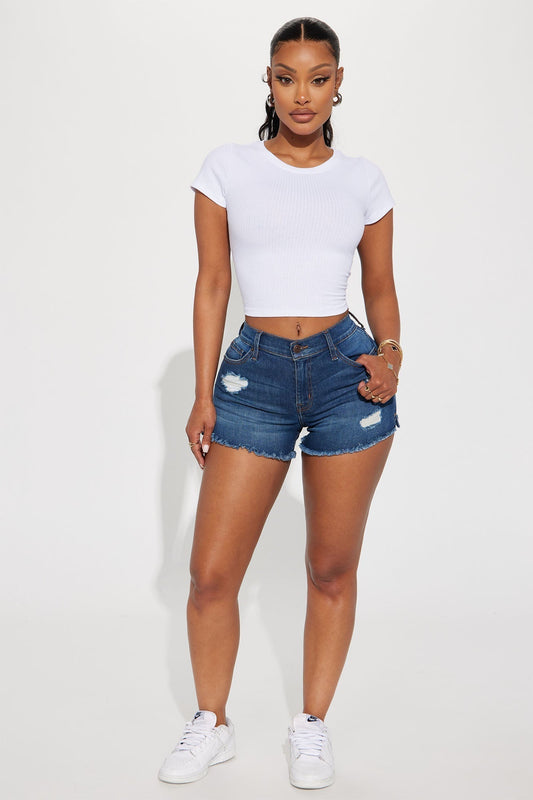 Right And Tight Lux Stretch Denim Shorts - Dark Wash
