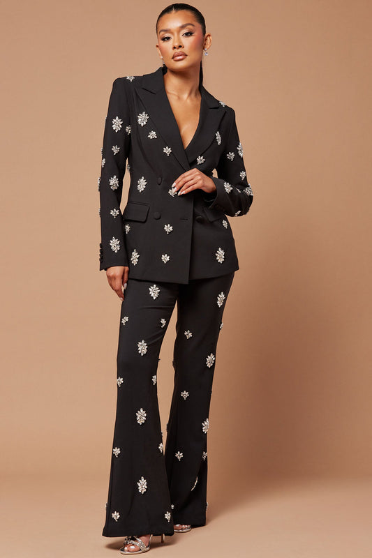 Verona Embellished Pant - Black
