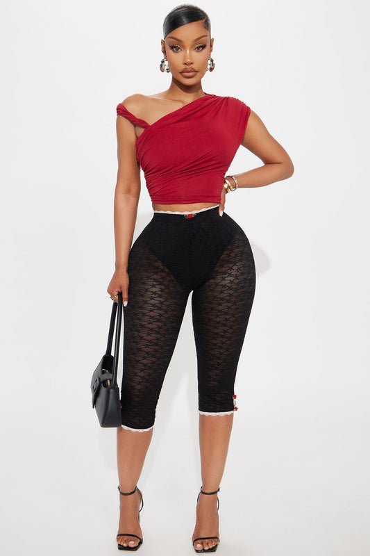 Remina Lace Capri Legging - Black/combo