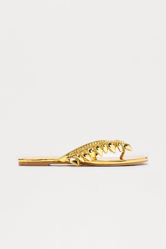 Adore Heart Flip Flops - Gold