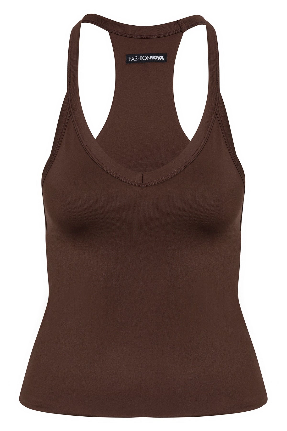 Contour Double Lined V-Neck Tank Top - Chocolate
