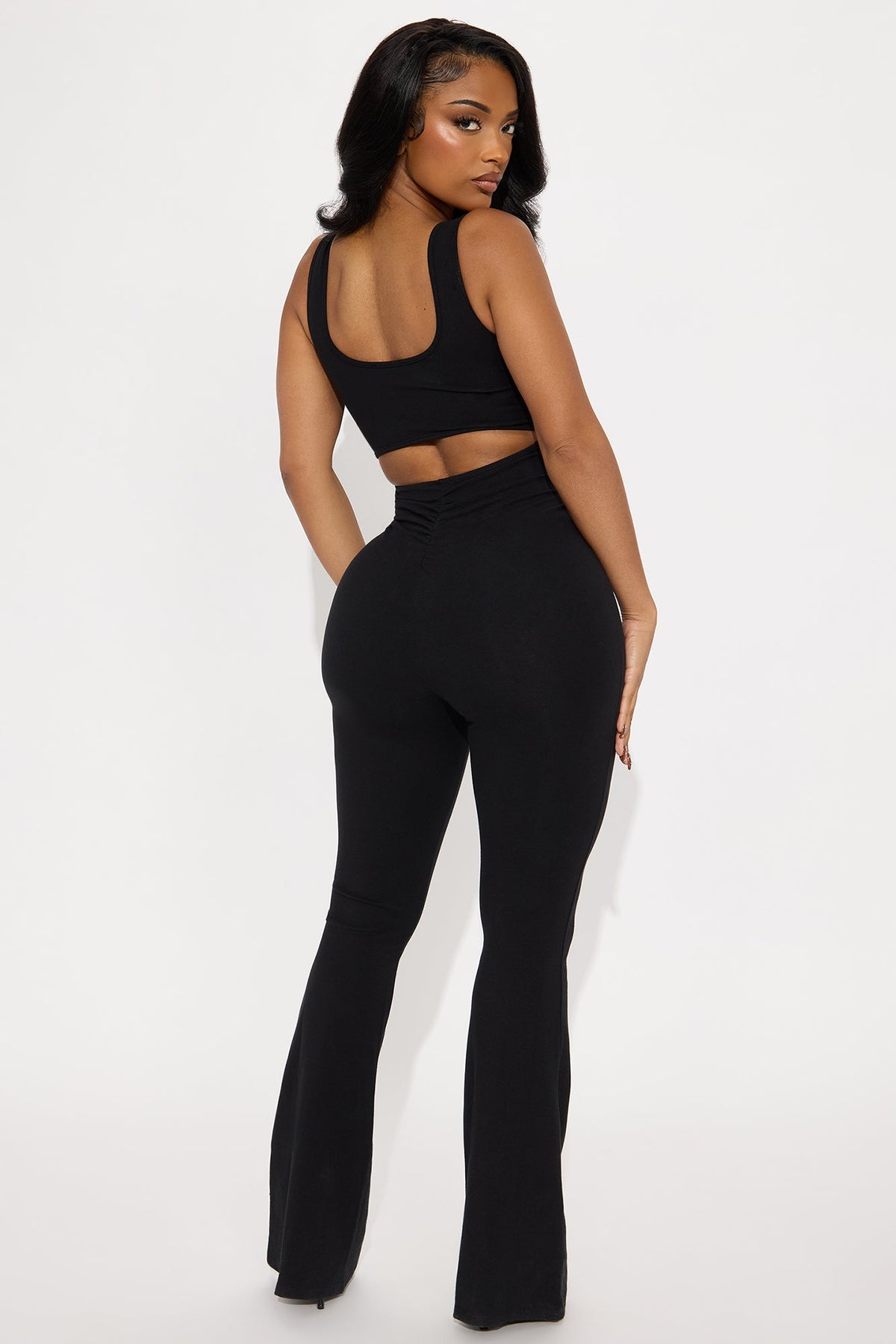 Selina Flare Leg Jumpsuit - Black