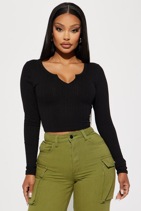Koryn Ribbed Top - Black