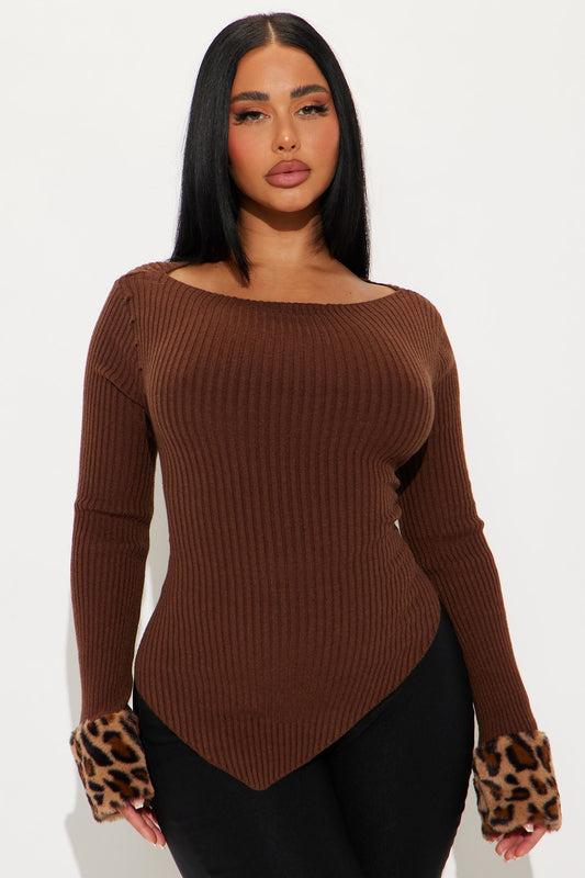 Simple But Chic Faux Fur Sweater - Brown/combo