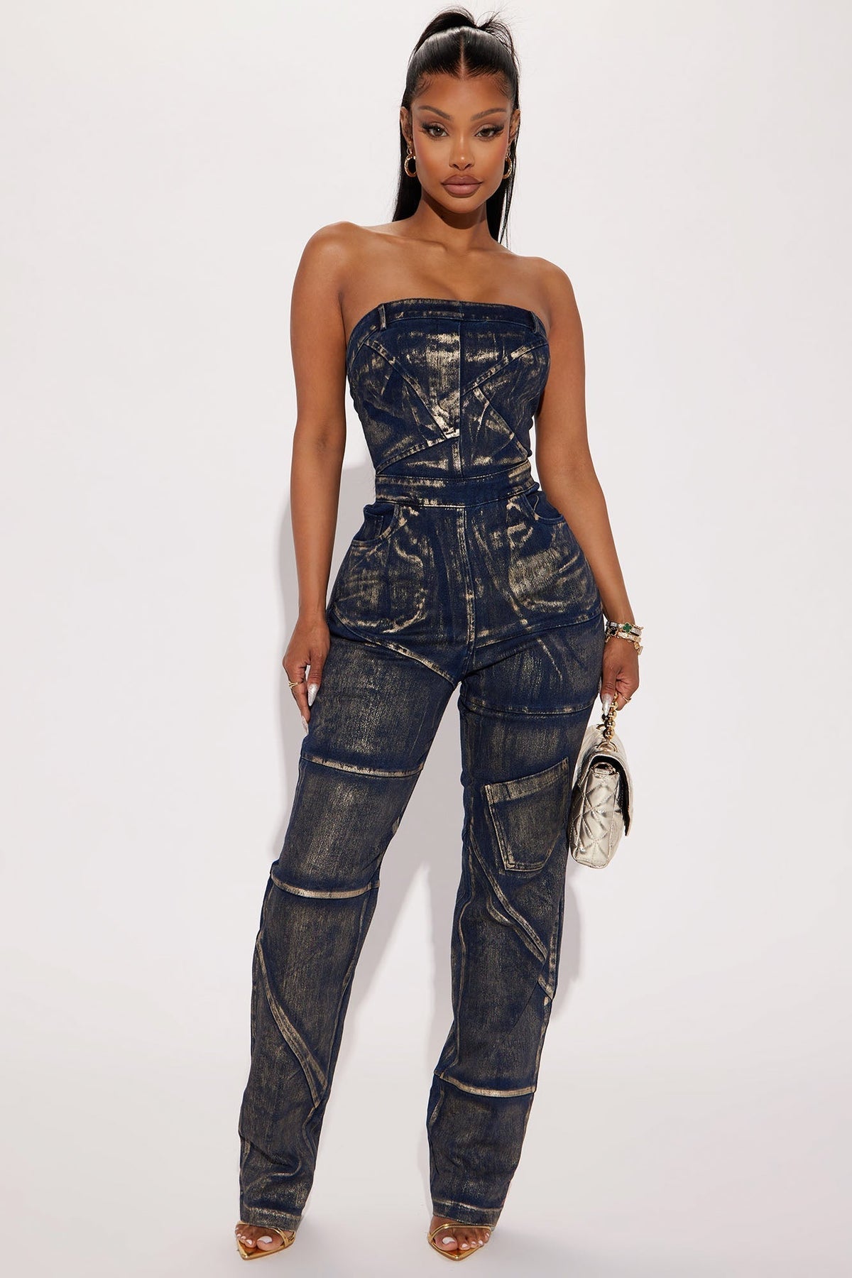 Pushing Through Denim Jumpsuit - Dark Denim
