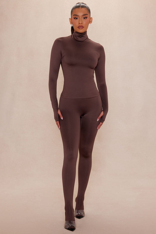 Kyra Double Layered Leggings - Chocolate