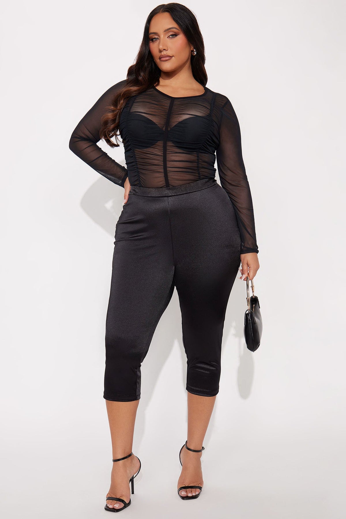 Selene Satin Capri Pant 21″ - Black