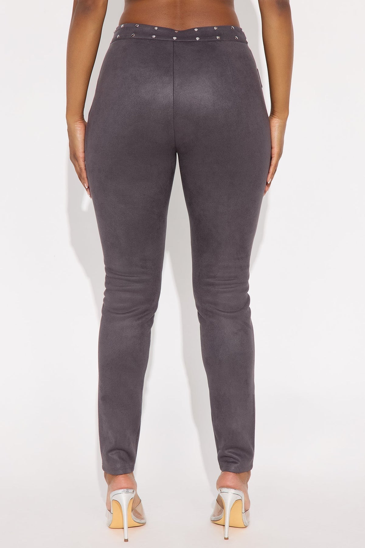 Into The Desert Sun Faux Suede Skinny Leg Pant - Charcoal