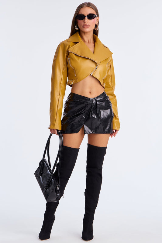 Don't Get It Twisted Faux Leather Micro Mini Skirt - Black