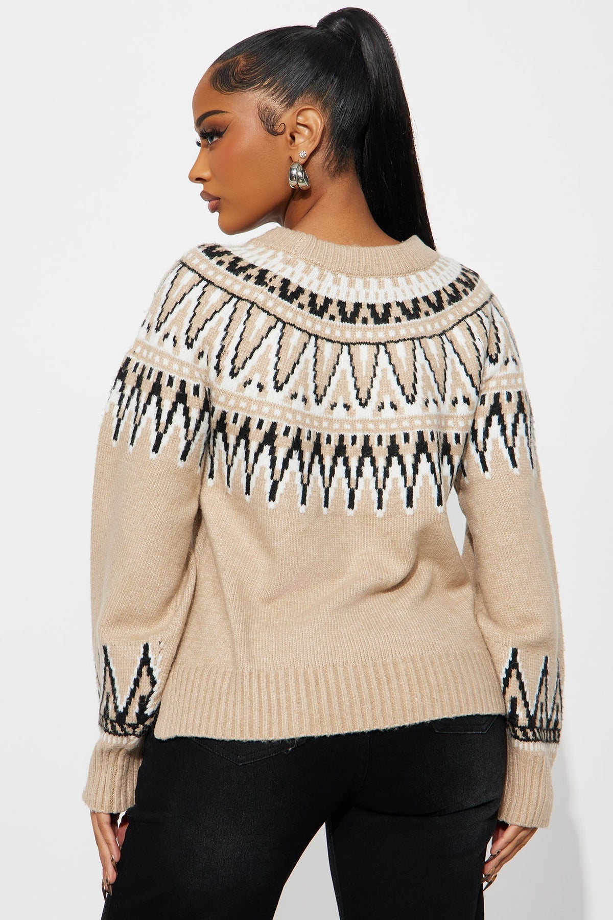 Talk To Me Fair Isle Sweater - Taupe/combo
