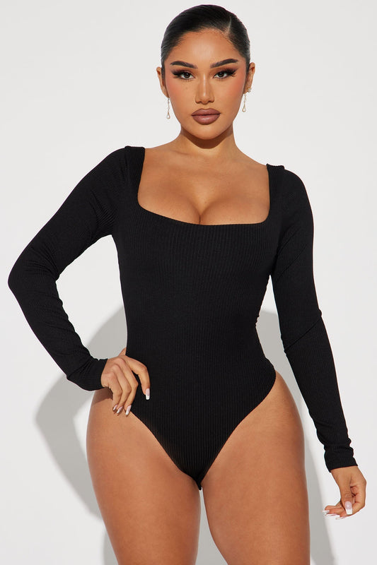 Irina Double Lined Bodysuit - Black