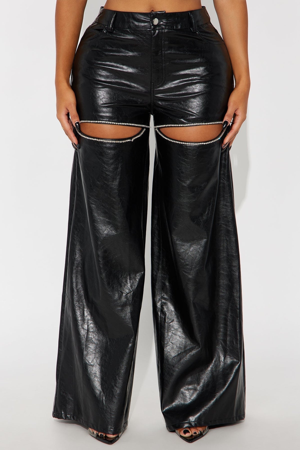 What You've Been Wanting Wide Leg Faux Leather Pant 33″ - Black