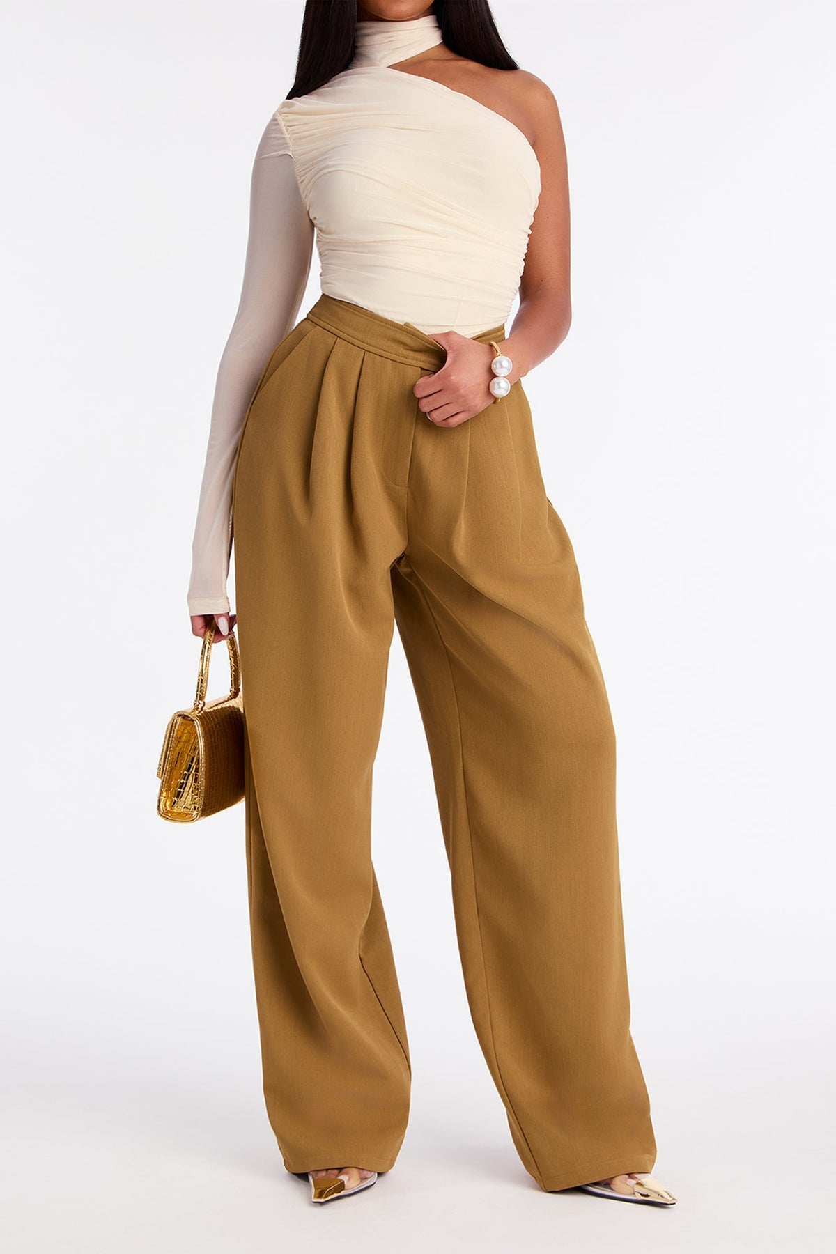 Submit On Time Wide Leg Trouser Pant 32″ - Mustard