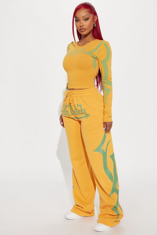 Von Dutch Trendy Wide Leg Pant - Orange/combo