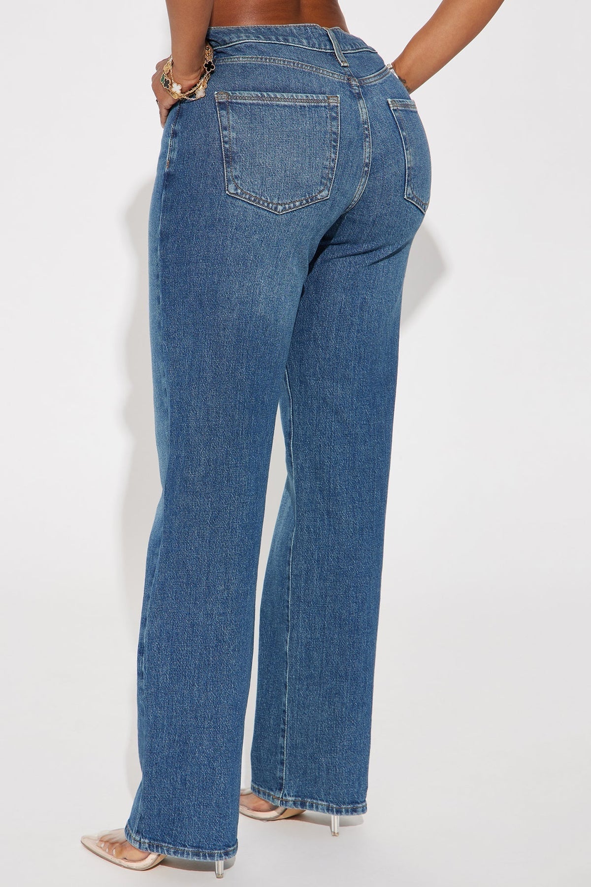 Kiss And Tell High Rise Low Stretch Straight Leg Jeans - Vintage Wash