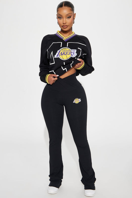 Lakers Courtside Wide Leg Pant - Black
