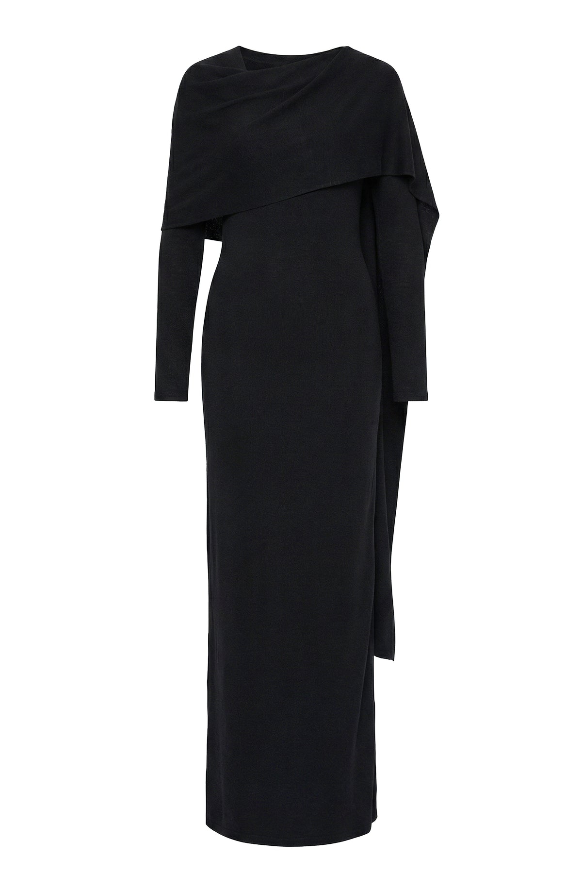 Black Glitz Asymmetric Maxi Dress