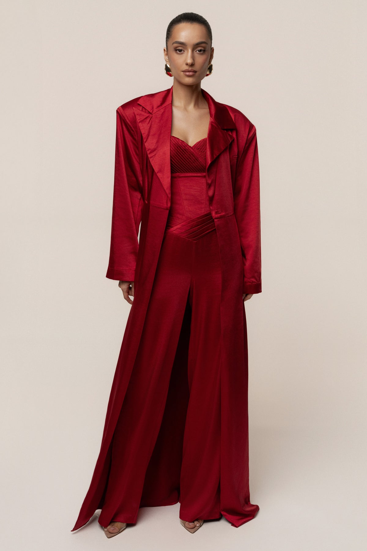 Burgundy Satin Embrace Maxi Dress