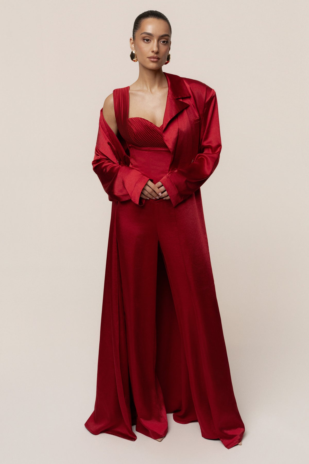 Burgundy Satin Embrace Maxi Dress