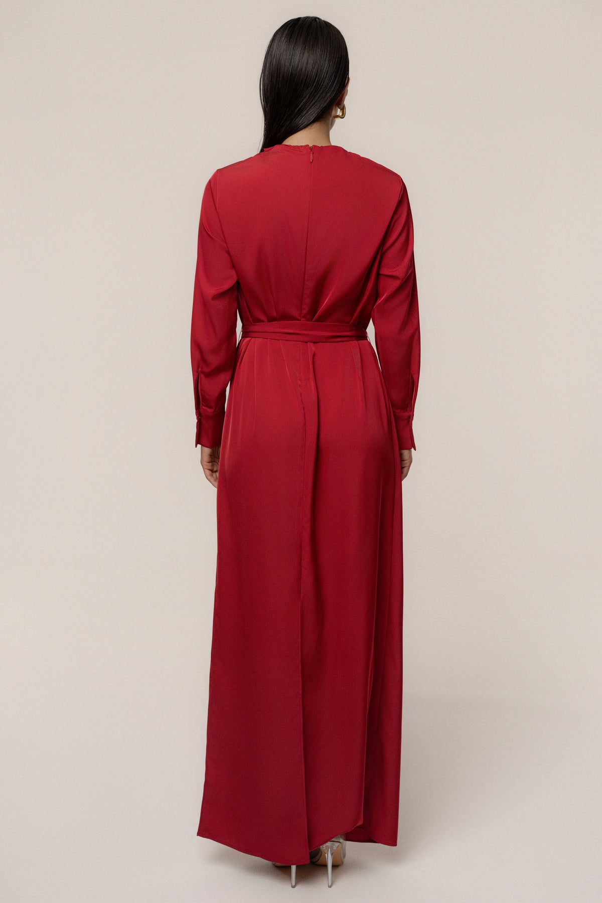 Red Victoria Satin Maxi Dress